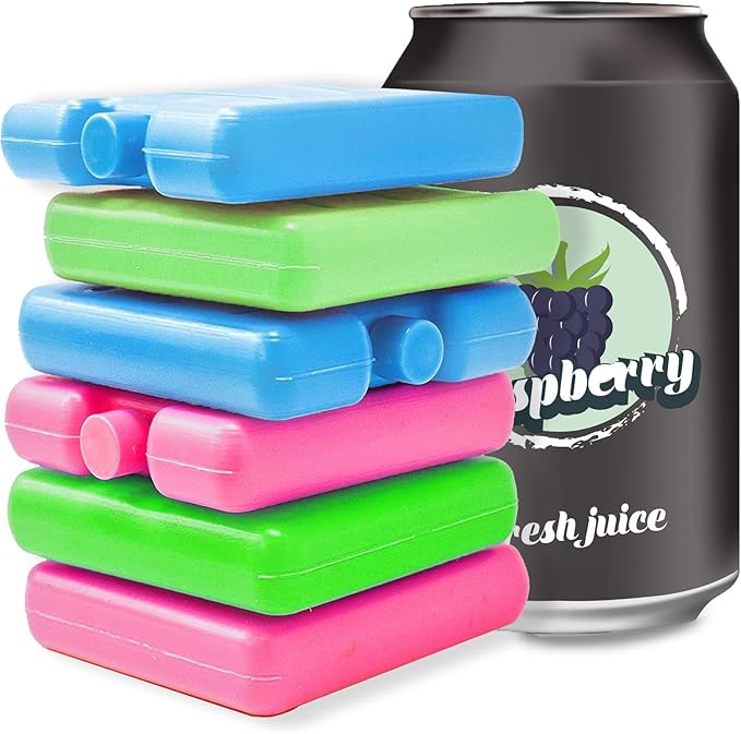 Kona Small Lunch Ice Packs Set of 6 - TSA Airline Compliant, Slim Reusable Freezer Packs, Approved Ice Replacement & Fits Most Anywhere, 3 X 3 Inches