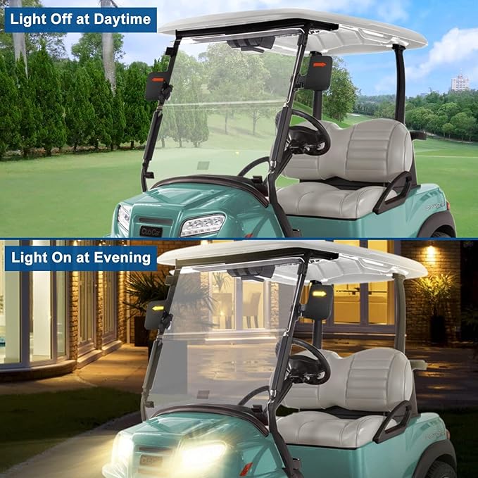 Golf Cart Side Mirrors with Turn Signal Light Golf Cart Rear View Mirrors for Club Car EZGO Yamaha Side Mirrors Golf Cart