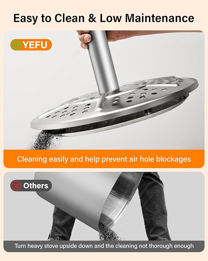 YEFU Fire Pit with Removable Ash-Pan: Smokeless Firepit 304 Stainless Steel Material - Outdoor Fire Pit Silver 15 inch - Smokeless Firepit for Outside Outdoor Patio Camping Backyard