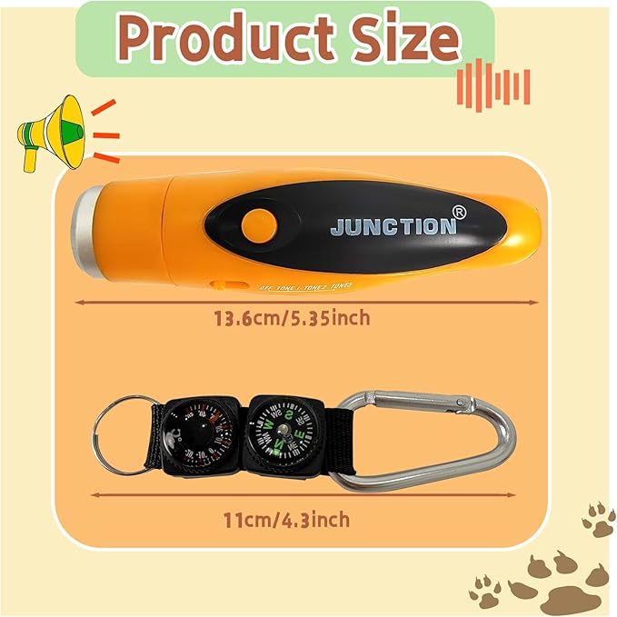 120dB Electronic Air Horn with Compass & Thermometer, Bear Horn to Scare Bears, Loud Air Horn for Safety Hiking Camping Emergency Self Defense, Electronic Whistle Bear Bells for Hiking (Orange)