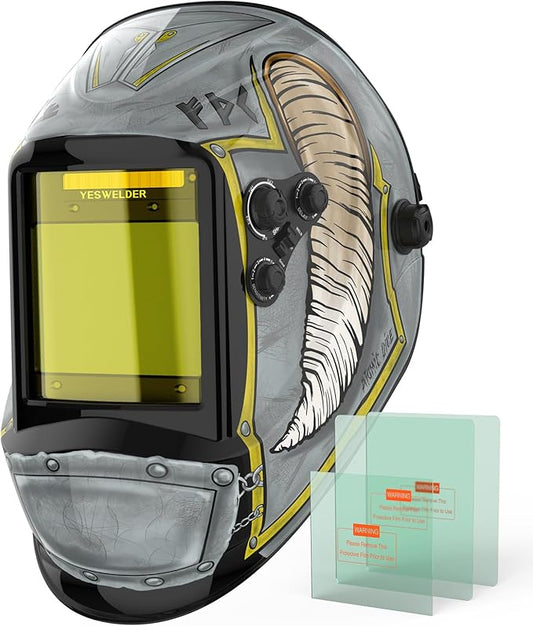 YESWELDER Large Viewing Size 3.93"X3.66" True Color Solar Power Auto Darkening Welding Helmet, 4 Arc Sensor Wide Shade 4~5/9-9/13 for TIG MIG Arc Weld Grinding Welder Mask LYG-M800H-VK