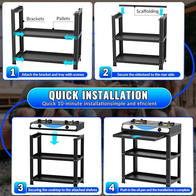 2 Burner Propane Gas Stove,19000BTU Portable Gas Stove with Support Leg Stand and Adapter Auto Ignition Camping Stove,propane burner for RV, Apartment, Outdoor Cooking