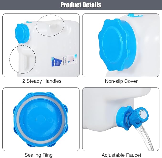 RedSwing 3 Pack 4.9 Gallon/18.5L Portable Water Container with Spigot, Water Storage Carrier for Camping Outdoor Hiking Backpacking, BPA Free