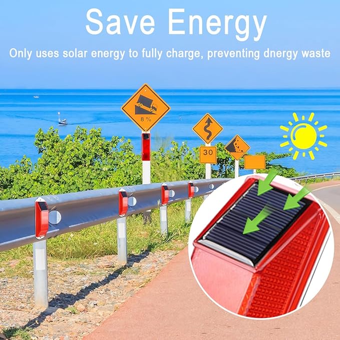 Aolyty Solar Strobe Warning Light Sensitive LED Warning Lamp Super Bright IP54 Waterproof Light Control Flashing Beacon Barricade Construction Safety Road Signs Flash Traffic Lights (Yellow)