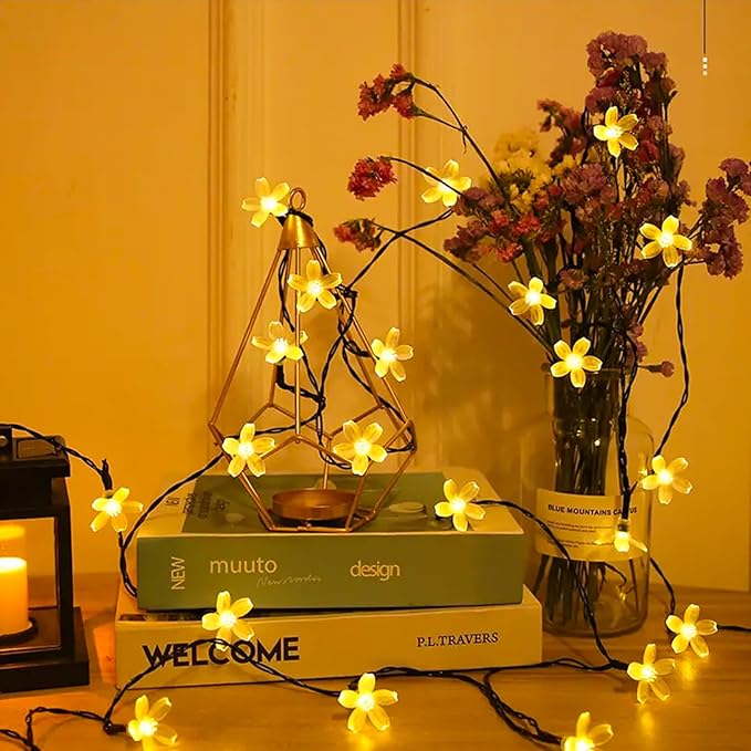 Cherry Blossom Flower String Lights for Bedroom Decor, 33ft 100 LED USB Plug in Decorative Twinkle Fairy Light with Timer for Christmas Easter Tree Window Wall Garland Hanging Decoration (Warm White)