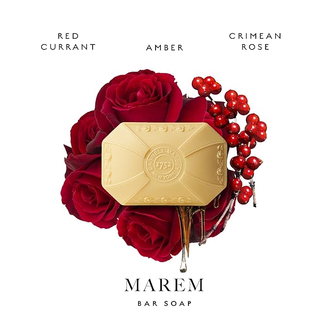 Caswell-Massey Marem Natural Bar Soap for Women, Moisturizing Body Soap Bar for All Skin Types, Made with Essential Oils & Plant-Based Formula for Soft Skin, 3.5 oz