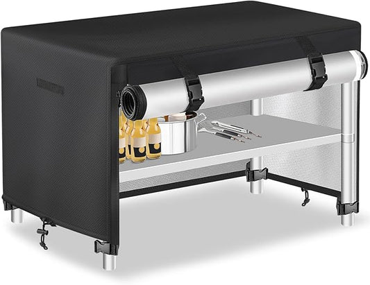 Outdoor Prep Table Cover With Split Zipper - Waterproof Stainless Steel Metal - Dining and Grill Cart Protection - 72"L x 29"W x 44"H