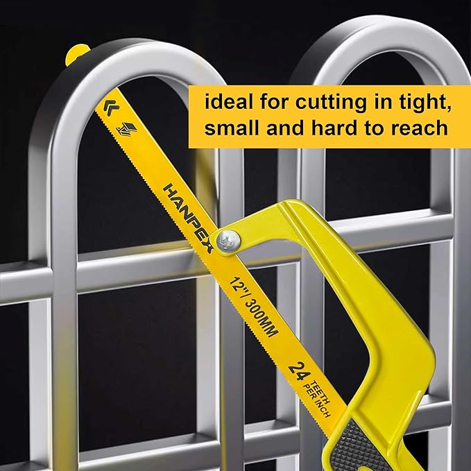 Mini Hacksaw for Metal Cutting – Compact Bimetal Blade Saw with Ergonomic Handle – Small Hack Saw for Steel, Copper, Aluminum & DIY Projects