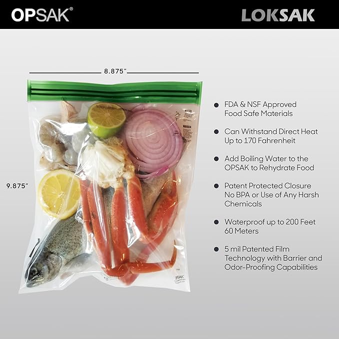 LOKSAK - OPSAK Odorproof Dry Bags for Backpacking, Hiking and Storage- Resealable Reusable and Recyclable Storage Bags (2-Pack, 9 Inch x 10 Inch)