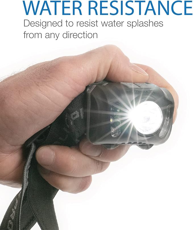 LUXPRO LED Headlamp - Bright 300 Lumen Head Lamp for Outdoors, Camping & Hiking - 6 Light Modes White, Green & Red Light - IPX4 Waterproof - Adjustable Headband - LP345V2 - Batteries Included