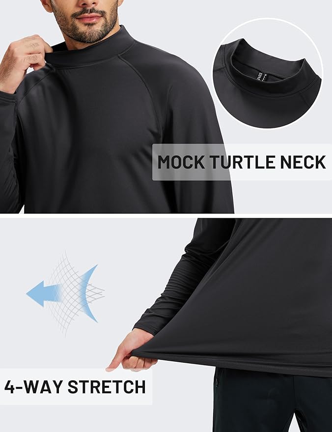 TACVASEN Mens Thermal Fleece Shirt Mock Turtle Neck Base Layer Long Sleeve Athletic Warm Undershirt Winter Running Tops