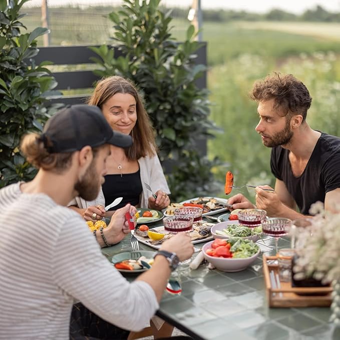 4-in-1 Portable Foldable Utensil Set Compact Knife Fork Spoon Bottle Opener Kit Stainless Steel Utensils for Camping Hiking Travel (Black + Gold)