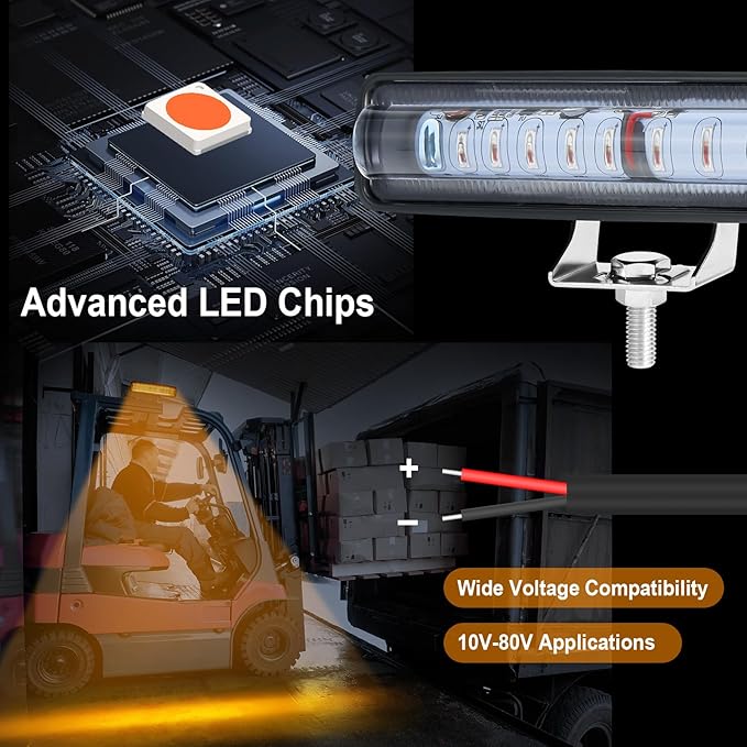 LED Forklift Safety Light - 2 Pack Warehouse Warning Light with Adjustable Mounting Bracket for Truck, AGV Security Indicator Spotlight Brightness (Yellow)