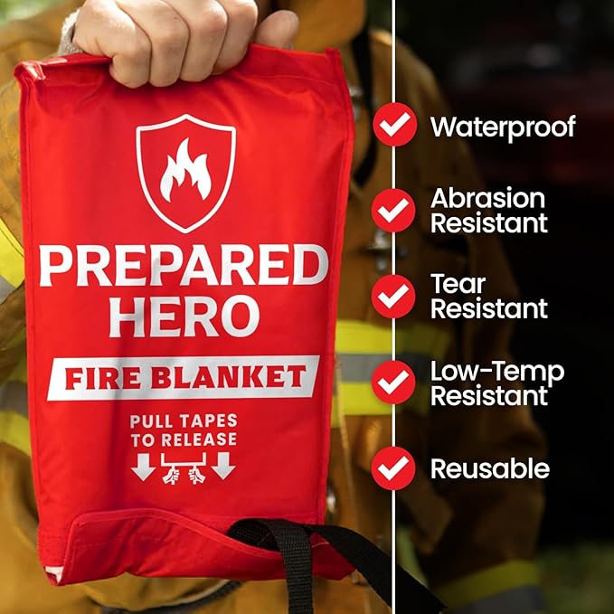 Hero Extra Large Emergency Fire Suppression Blanket - 1 Pack, XL Fiberglass Fire Blanket, 47' x 71'