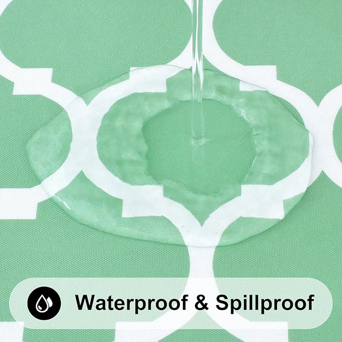 Smiry Rectangle Picnic Table Cover, Waterproof Elastic Fitted Camping Tablecloths for 5 Foot Tables, Wipeable Flannel Backed Vinyl Tablecloth Protector for Indoor, Outdoor (Sage Green, 30x60 Inches)