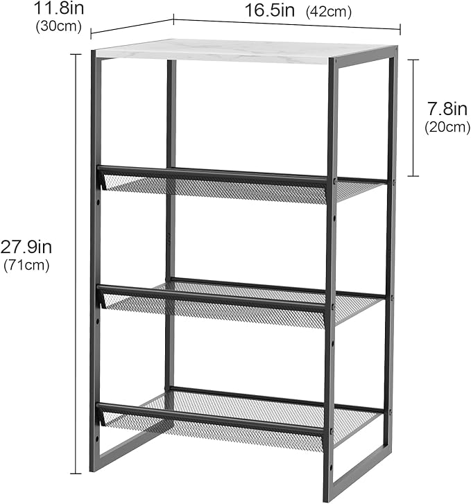 Garden 4 you 4 Tiers Narrow Shoe Rack,Small Space Freestanding Shoe Storage Organizer with White Wooden Tabletop,Adjustable Metal Shelf Stackable Shoe Shelf for Entryway Hallway Living Room Closet