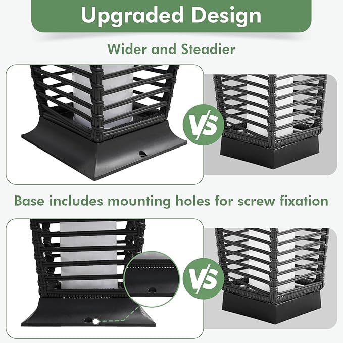 Grand patio 2-Piece Outdoor Floor Lamp Solar Powered Lantern Waterproof Wicker Boho Deck Lights for Garden Porch Decor, Large Crossover