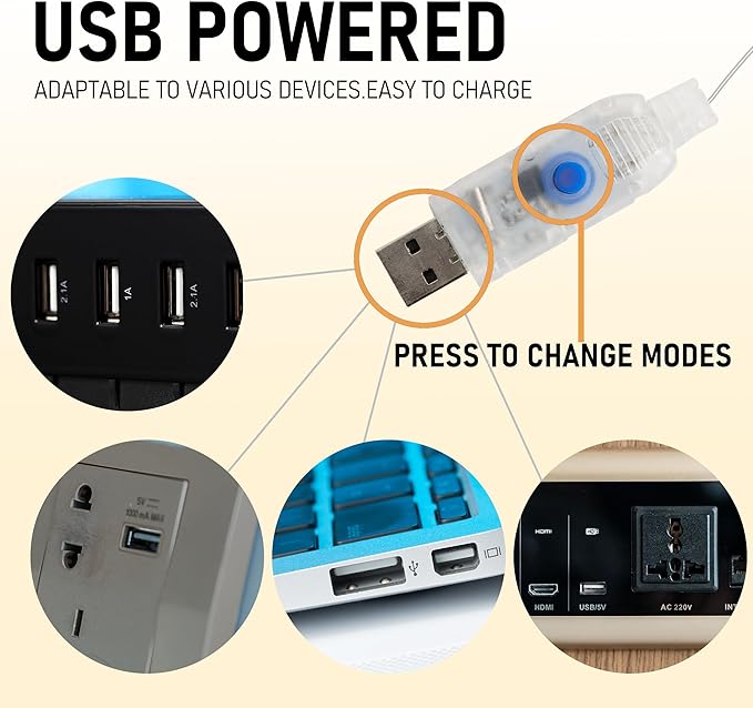 TW SHINE 66 FT 200 LED Fairy Lights for Bedroom Multi-Colored, USB Waterproof Christmas String Lights with Remote Timer, 8 Modes Copper Wire for Indoor Outdoor Party Tree Wedding Yard Decorations