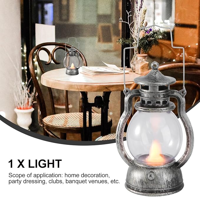 Small Vintage Camping Hanging Lantern , 4inch LED Vintage Lantern Metal, Water and Impact-Resistant Camping lightswith Carry Handle Light Study Room Bedroom 4.92 Inch