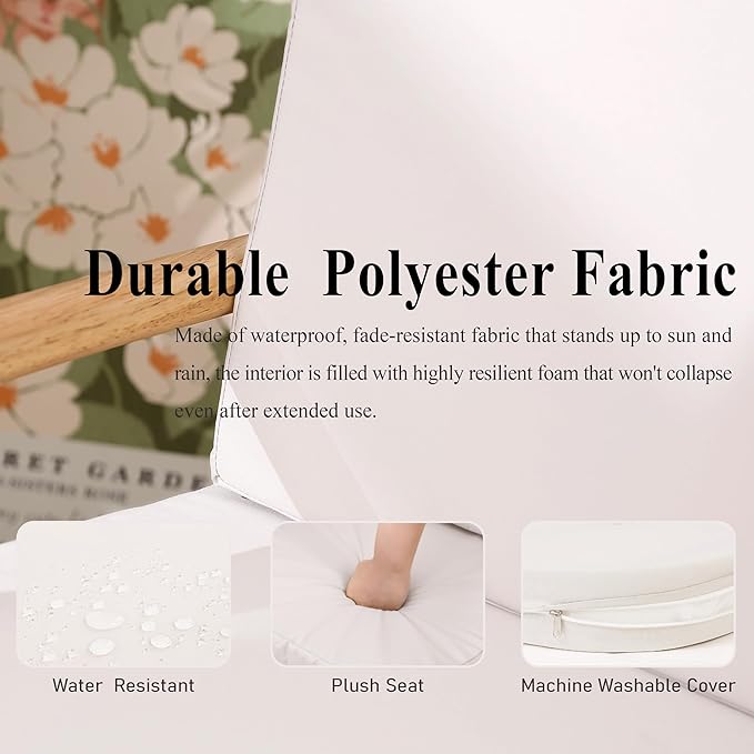 Outdoor Chair Cushions Set of 2, Waterproof Foam Patio Seat Cushions with Ties for Garden Sofa & Dining Furniture, 3-Year Color Fastness, 18x18x3 Inch, Blue