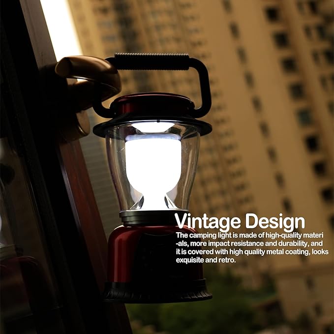 Camping Lantern Battery Powered Decorative Variable Power Retro Light, Adjustable Brightness Dimmable Camping Lamp for Hiking, Fishing, Repairing and Emergency Lighting 4 Pack (4)