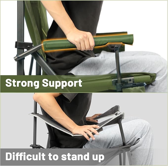 TIMBER RIDGE Oversized Folding Camping Chair High Back Heavy Duty for Adults Support up to 500lbs with Cup Holder, Side Pocket Cooler Bag 2 Pack