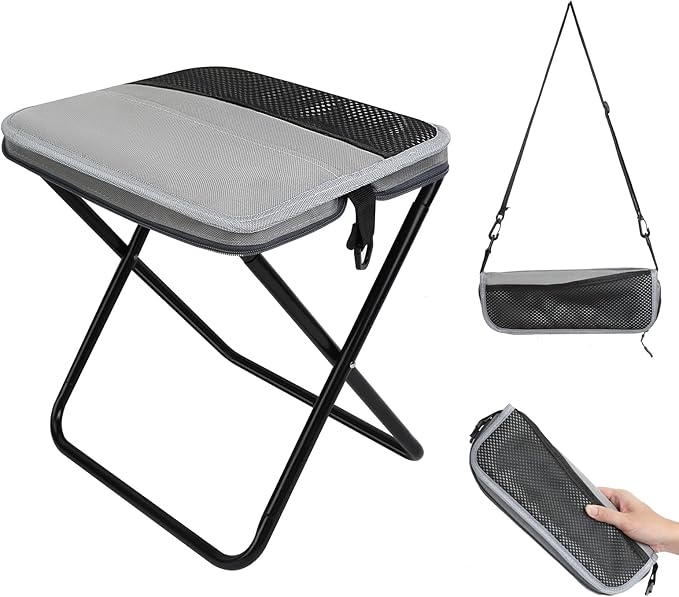 Camping Stool，Portable Foldable Shoulder Bag Stool Adult Collapsible Chairs for Fishing Outdoor Hiking 300 LBS Load