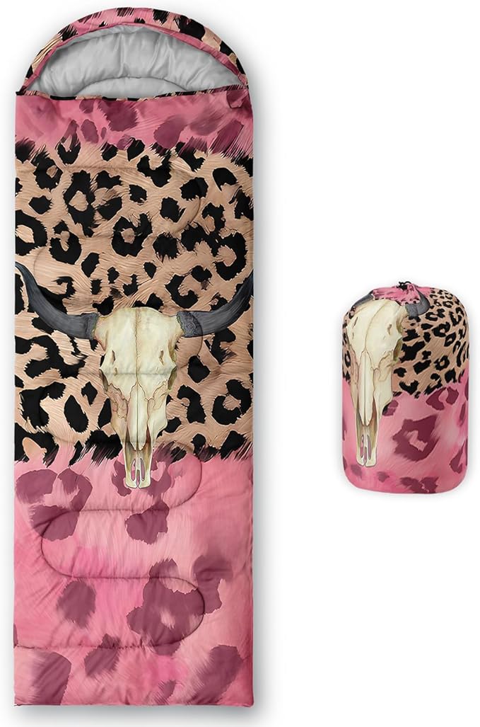 AILONEN Pink Lovely Rabbit Sleeping Bag for Girls Kids Adults,Warm and Cool Weather,Lightweight,Waterproof Backpacking,Cartoon Flowers Printed Bunny Sleeping Bag for Camping