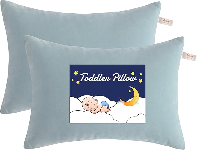 NTBAY Toddler Pillows, Down Alternative 13"x18" Pillows, Machine Washable - Soft and Breathable Travel Small Pillows for Sleeping, Ideal for Daycare, Crib, Cot, Sea Green