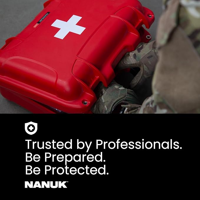 NANUK 910 Waterproof First Aid Box Empty – Durable, Medical First Aid Organizer Case, IP67-Rated, Dustproof, Impact-Resistant, and Floats (7.4" x 4.9" x 3.1") – Red