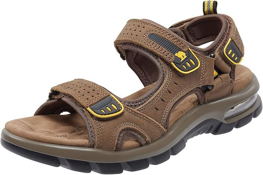 CAMEL CROWN Men's Leather Sandals for Hiking Walking Beach Treads Water Athletic Outdoor with Premium Air Cushion | Waterproof