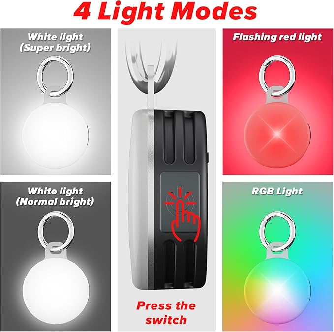 Dog Collar Light, 4 Modes Dog Lights for Night Walking, Rechargeable Dog Light, IP68 Waterproof Dog Walking Light, Clip on Light for Dog Collar to See Dogs at Night(2 Pack)