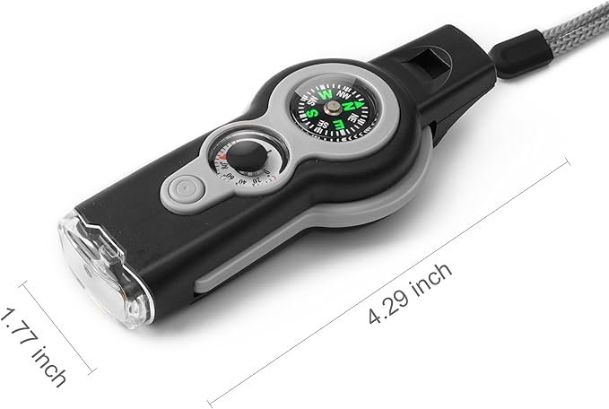 Emergency Survival Function Whistle, Outdoor Multifunctional Tool Safety Whistle with Lanyard, Ideal for Kayaking, Boating, Hiking, Camping, Climbing, Hunting, Fishing, Rescue Signaling