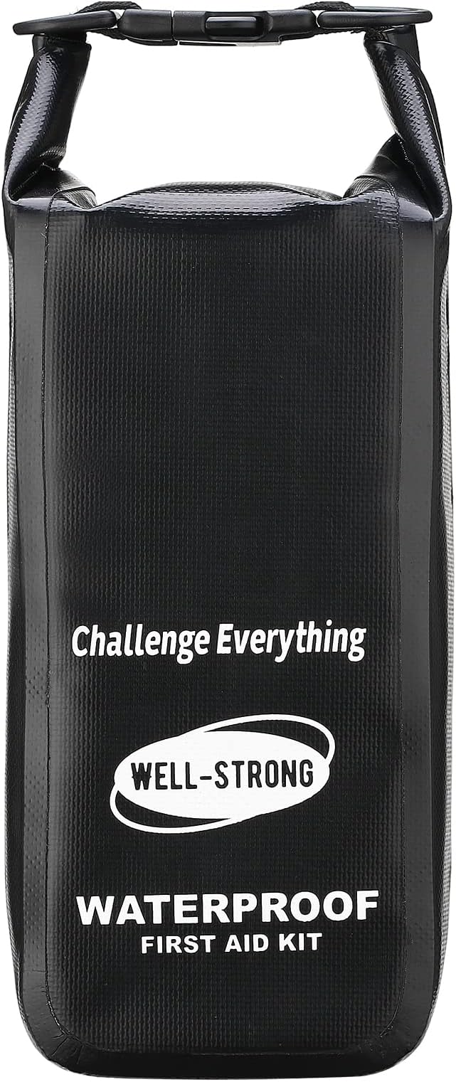 Waterproof First Aid Kit Roll Top Boat Emergency Kit with Waterproof Contents for Fishing Kayaking Boating Swimming Camping Rafting Beach Black