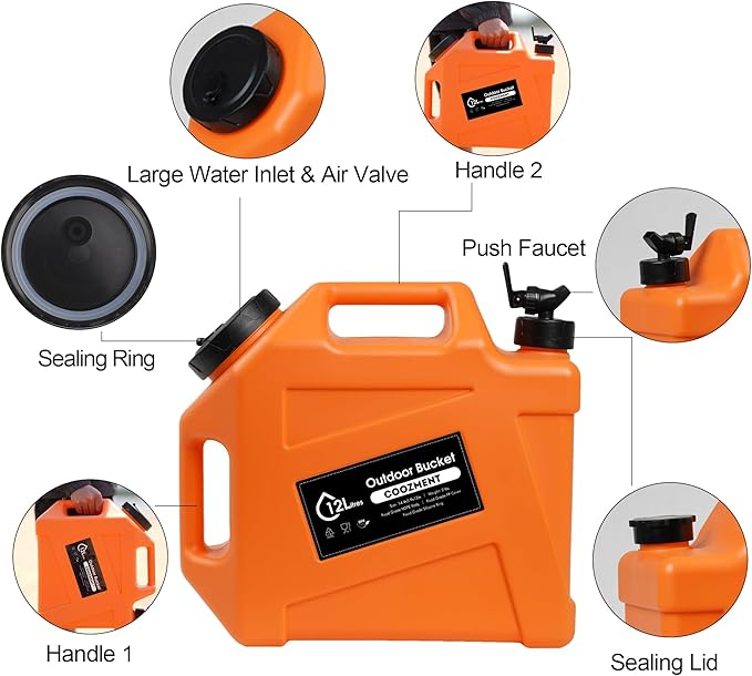 3.2 Gallon/5 Gallon Water Containers with Spigot, BPA Free Water Jug, Military Green Water Tank, Multifunction Water Storage Containers for Camping Outdoor Hiking,Emergency Stroage