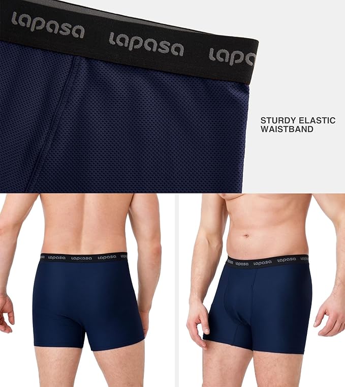 LAPASA Men's Quick Dry Travel Underwear, Terraversal Series Mesh Breathable Trunks/Boxer Briefs/Boxers (2 & 3 Packs)
