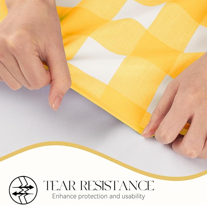 MOSAYT Rectangle Vinyl Tablecloth, 100% Waterproof Buffalo Gingham Plastic Table Cloth, Heavy Duty Wipeable Table Covers for Picnic, Outdoor, Camping - 54 x 78, Yellow