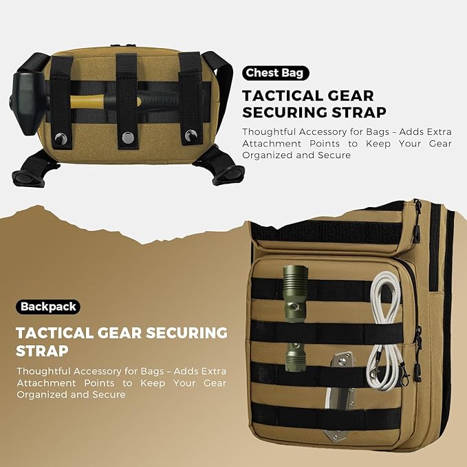 Tactical Hydration Backpack with 2L Water Bladder and Front Small Tactical Pouch, Outdoor Water Backpack for Men Women, Sports Hydration Pack for Hiking, Cycling, Climbing