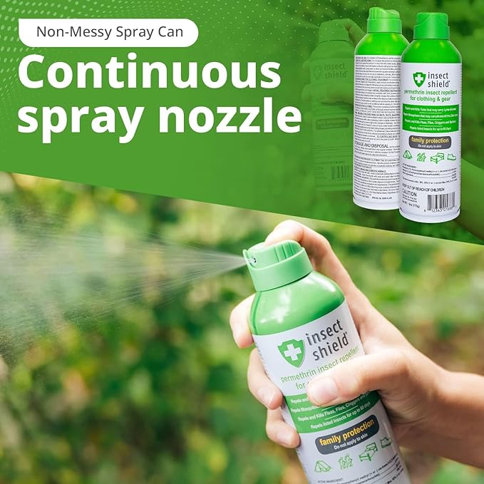 Premium Permethrin Spray - Tick, Flea, Fly, Mosquito, Chigger, Spider & Bed Bug Repellent for Clothing, Gear, Furniture, & Tents, Last up to 60 Days, Clear, 6 Oz Aerosol, Pack of 2