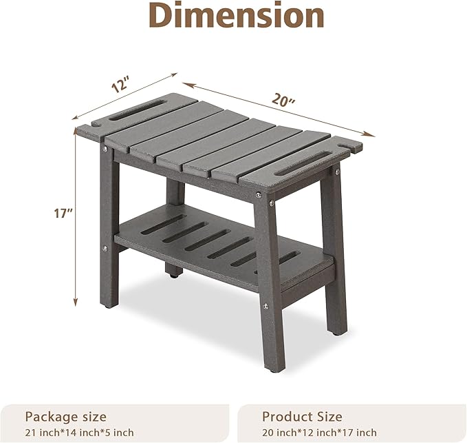 Urban Nest HDPE Shower Stool with Storage Shelf, Non-Slip Bathtub Seat, Lightweight and Waterproof Bath Stool (300 lb Capacity)