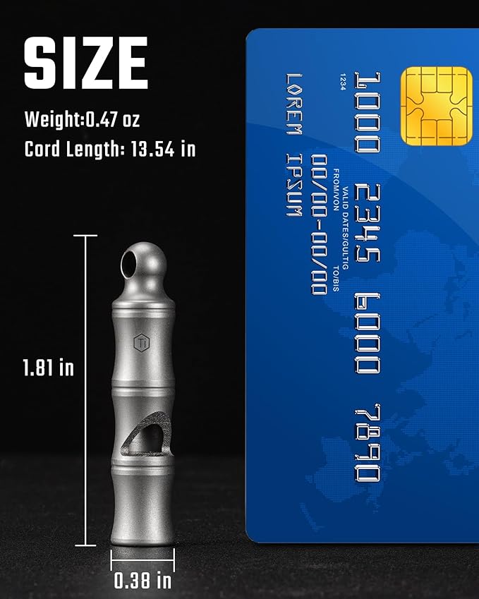 KeyUnity Titanium EDC Whistle Outdoor Emergency Whistle for Keychain, Comes with Necklace to Hang on Neck