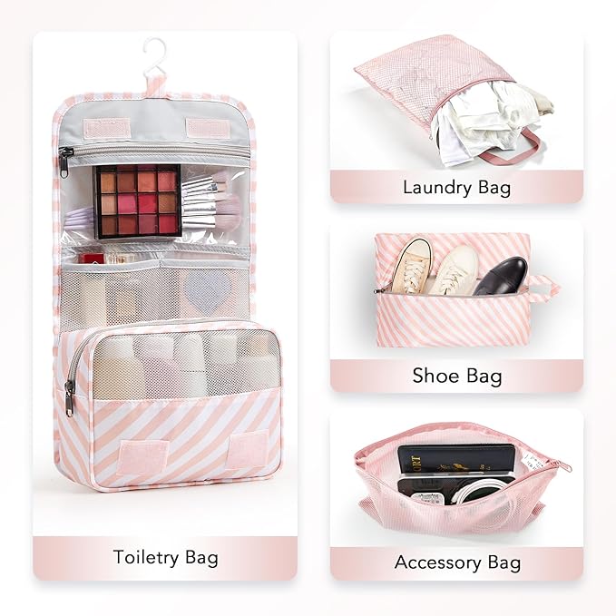 10 Set Compression Packing Cubes for Travel Essentials,Compressible Expandable Packing Cubes for Suitcase,OlarHike Luggage Organizer Bags for Travel,Handy Helper for Organizing Clothes(Pink Stripped)