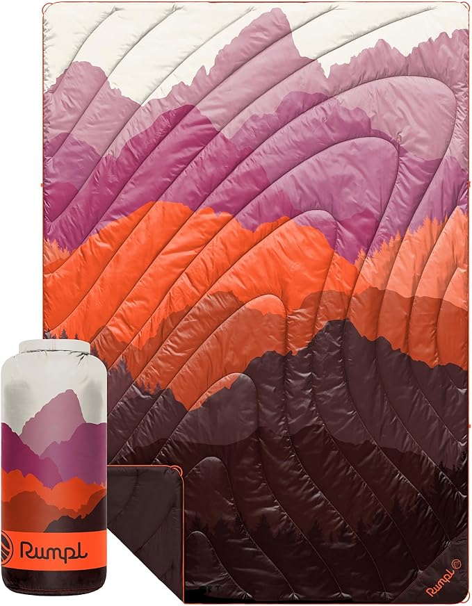Rumpl Original Puffy Blanket - Warm, Water-Resistant Camping Blanket with 100% Recycled Synthetic Insulation, 52"x75", Original Puffy V2, Teton Dusk