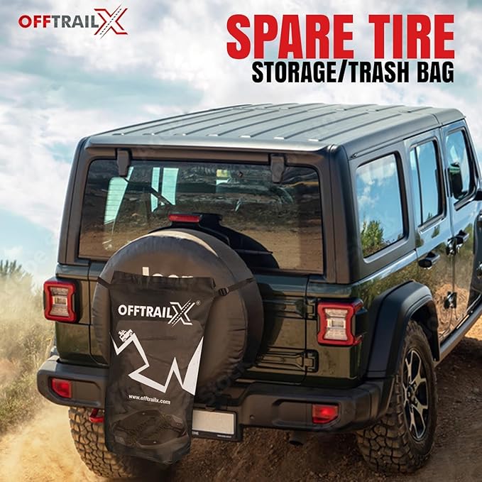 Spare Tire Hanging Mesh Trash Bag Heavy Duty Cargo Storage Bag for Wrangler, Bronco, Jeep, Truck, SUV, Car, Trunk Organizer for Camping, Beach, Outdoor, Off-Road Recovery Gear