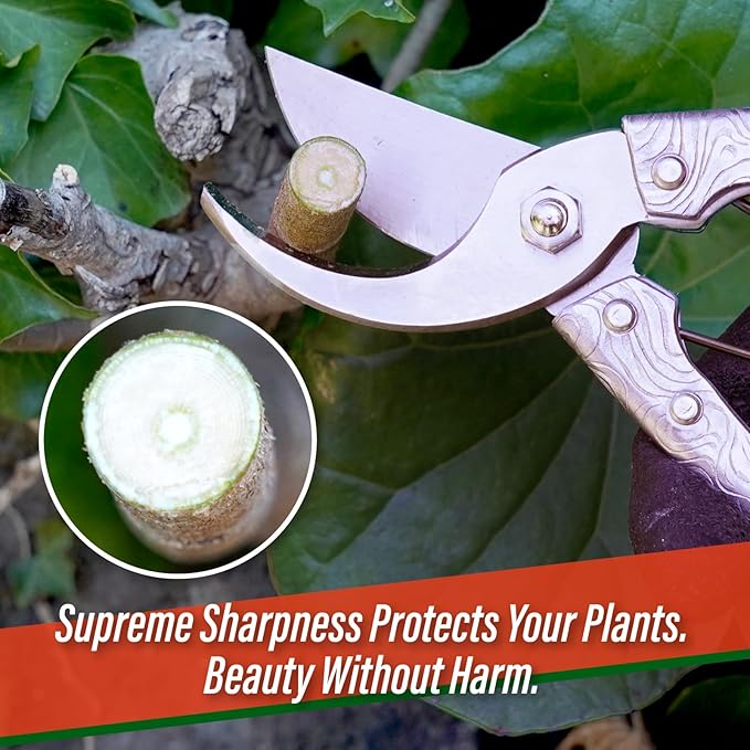 SUIZAN Bypass Pruning Shears 8” Forged Aluminum Handle - Professional Japanese Hand Pruners Garden Scissors Gardening Tools