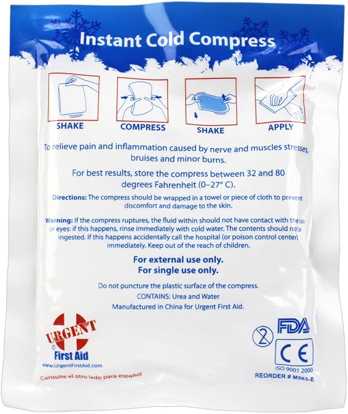 Case of 125 Instant Cold Packs, 5" x 6" (4" x 5" Cold Area) - Disposable Cold Compresses - No pre-Chilling Required for Quick, Effective First aid Treatment & Relief of Aches, Pains, Bumps & Bruises