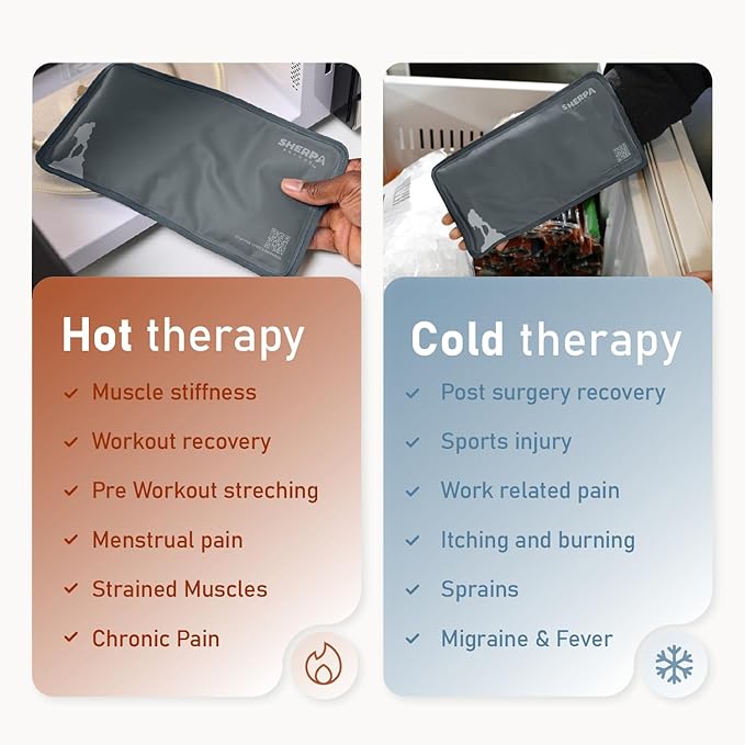 Large Ice Packs for Injuries Reusable - Soft Gel Hot and Cold Packs for Injuries, Hip, Shoulder, Back Pain Relief - 11.5" x 14.5" - Grey