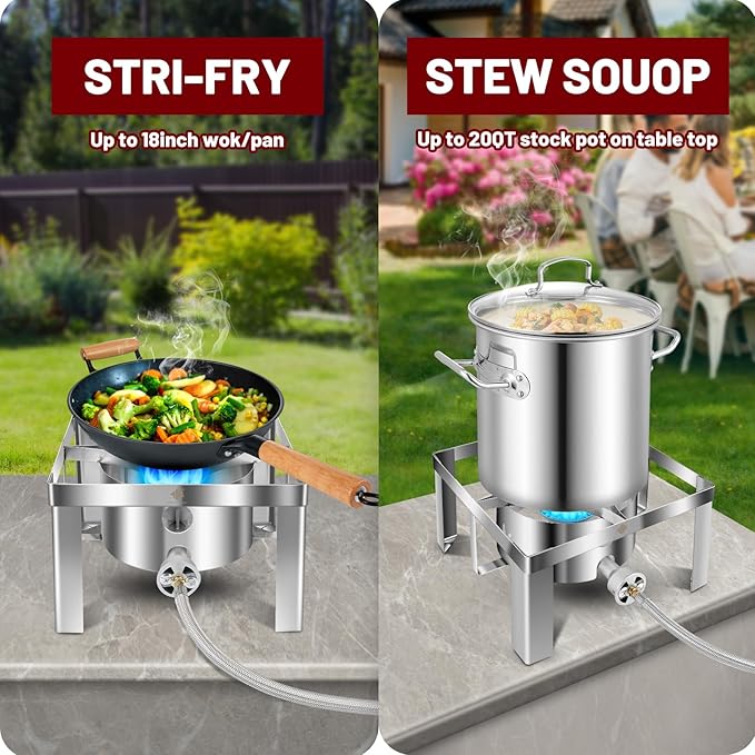 ARC 55,000BTU Propane Burner Camping Stove,Outdoor Gas Stove Burner Cooker for Cooking for Turkey Fry,Homebrewing,Crawfish Boil,and More!