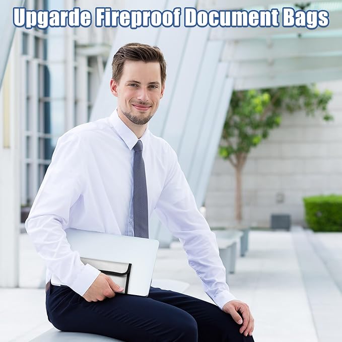 Leinuosen 6 Pack Small Fireproof Bag 8 x 5 Inch Fireproof Money Waterproof Pouch Document Bag with Zipper Silicone Coated Money Holder Safe Accessories for Valuables Passport (Silvery)