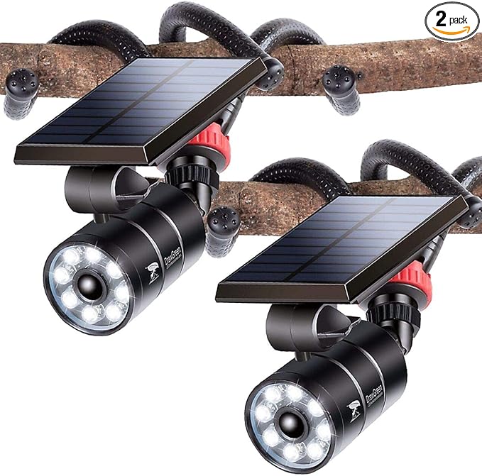 Solar Lights Outdoor Waterproof, 100-Week Free Refund, Camping Solar Lights with Motion Sensor Solar Flood Security Spot Lights for Outside Camp Patio, Fence, Deck, Post(2Pack)